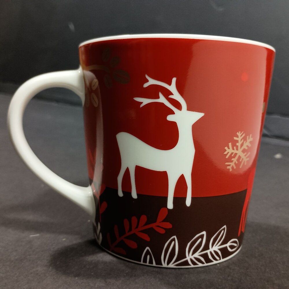 Starbucks Mug 2009 Holiday Reindeer Red New Bone China Christmas Collectible